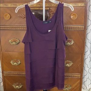 NWT apt 9 sz L sleeveless ruffled purple tank top